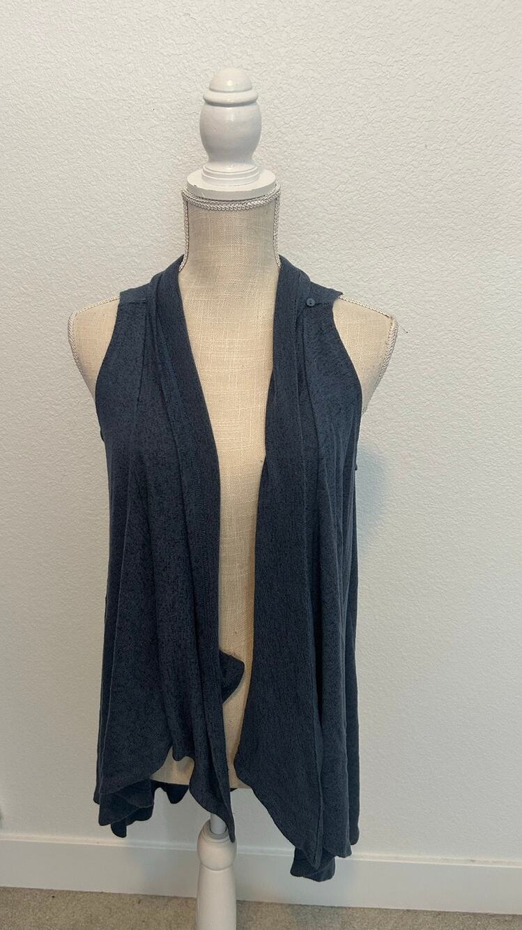 Olivia Sky Open Front Blue Sweater Vest - S
